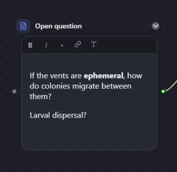 A note open for editing, with a small toolbar offering bold, italic, list, link and a Markdown toggle.